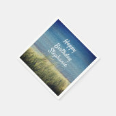 Serviette En Papier Bleu nautique Joyeux Anniversaire Plage Paysage mi (Coin)