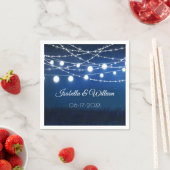 Serviette En Papier Bleu Night & Argent String Mariage (En situation)