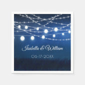 Serviette En Papier Bleu Night & Argent String Mariage (Devant)