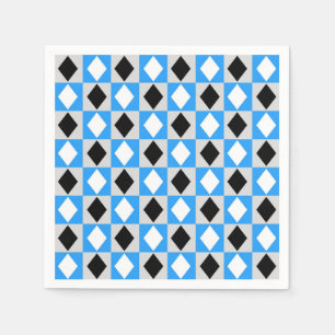 Serviette En Papier Bleu noir blanc géométrique Rhombus Diamant