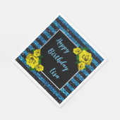 Serviette En Papier Bleu noir Parties scintillant rayures Roses Jaunes (Coin)