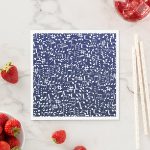 Serviette En Papier Bleu Nuit Bleu de Cobalt Blanc Notes de Musique Da