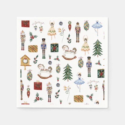 Serviette En Papier Bleu Nutcracker bleu or ballerine anniversaire de  (Devant)