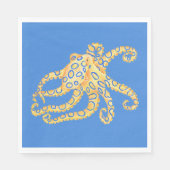 Serviette En Papier Bleu Octopus Vitrail (Devant)