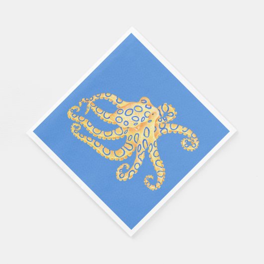 Serviette En Papier Bleu Octopus Vitrail (Coin)