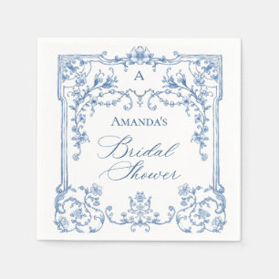 Serviette En Papier Bleu Ornate Grace Victorien Floral Fête des mariée