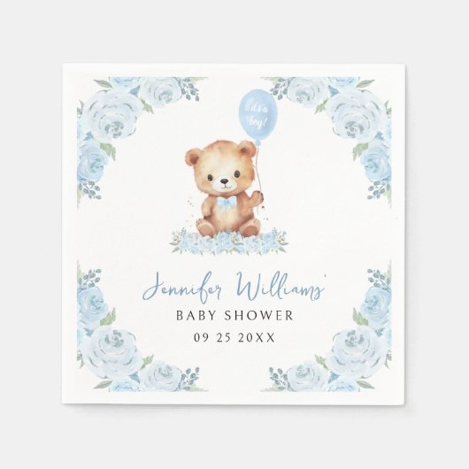 Serviette En Papier Bleu ours en peluche bébé garçon serviettes en pap (Devant)