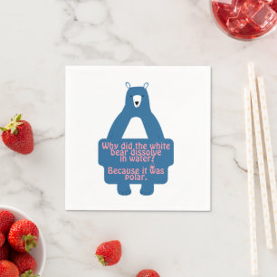 Serviette En Papier Bleu Ours Polaire Drôle Chimie Plaisanterie