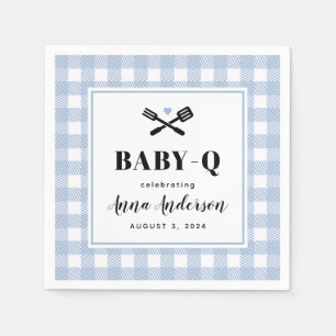 Serviette En Papier Bleu pâle En vichy Plaid Baby Q