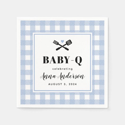 Serviette En Papier Bleu pâle En vichy Plaid Baby Q (Devant)