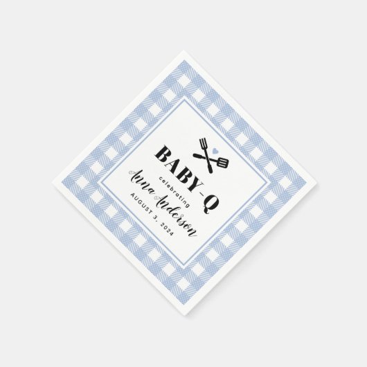 Serviette En Papier Bleu pâle En vichy Plaid Baby Q (Coin)