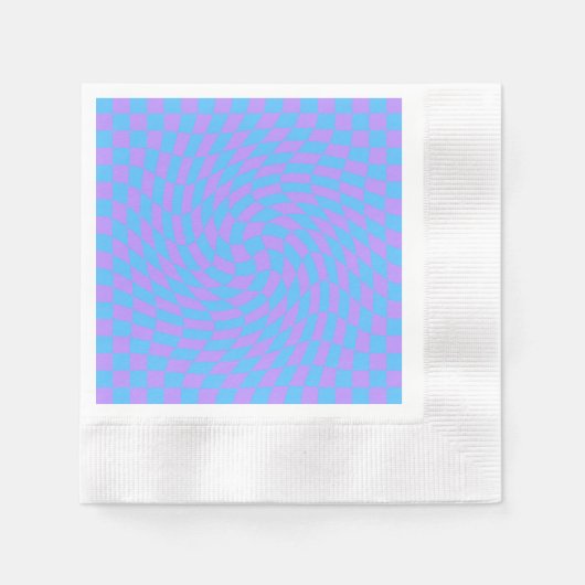 Serviette En Papier Bleu pâle & Lavande Wavavender À damiers Motif (Devant)