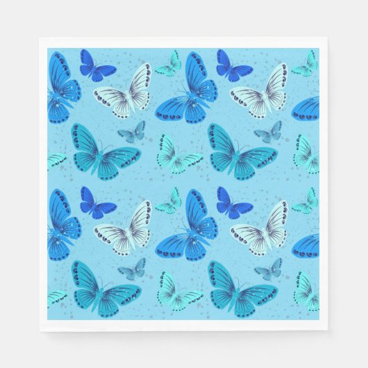 Serviette En Papier Bleu papillon (Devant)