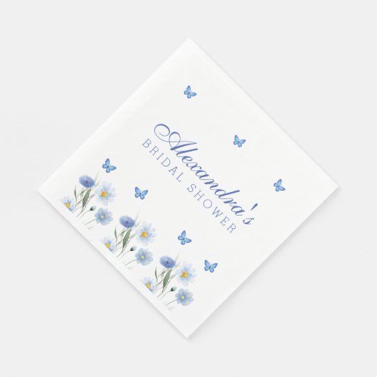 Serviette En Papier Bleu papillon Floral Fleur sauvage Fête des mariée (Coin)