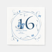 Serviette En Papier Bleu papillons & torchons doux 16 (Devant)