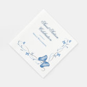 Serviette En Papier Bleu papillons & torchons doux 16 (Coin)