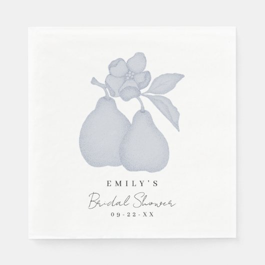 Serviette En Papier Bleu Parfait Fête des mariées poire Napkin (Devant)