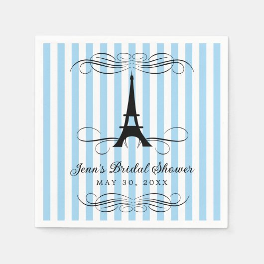 Serviette En Papier Bleu Paris Tour Eiffel | FÊTE DES MARIÉES (Devant)