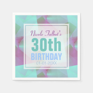 Serviette En Papier Bleu pastel Abstrait 30e Anniversaire Papier servi
