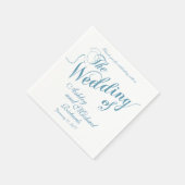 Serviette En Papier bleu pastel & blanc mariage (Coin)