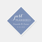 Serviette En Papier Bleu Pastel Blanc Simple Classique Juste Marié (Coin)