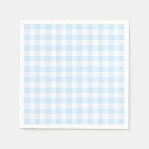 Serviette En Papier Bleu pastel et gingham blanc