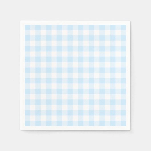 Serviette En Papier Bleu pastel et gingham blanc (Devant)
