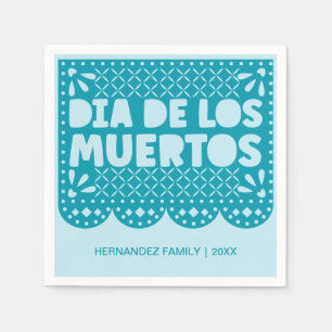 Serviette En Papier Bleu personnalisé Dia de los Muertos Papier servie