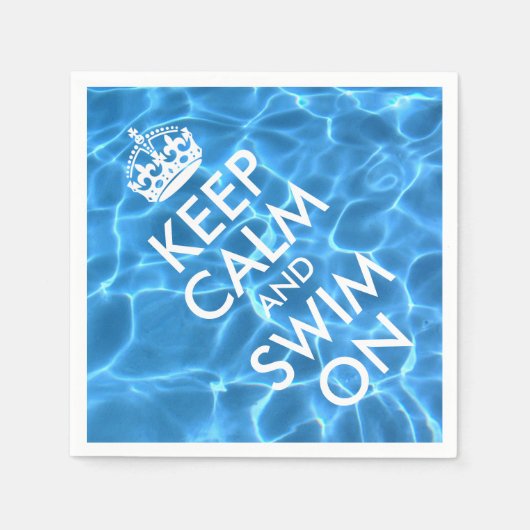 Serviette En Papier Bleu Piscine Eau Calme et Baignade (Devant)
