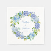 Serviette en papier bleu pour mariage à motif flor (Devant)