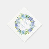 Serviette en papier bleu pour mariage à motif flor (Coin)