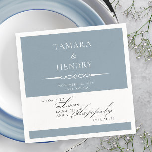 Serviette En Papier Bleu Poussiéreux Élégant Toast de Mariage Personna