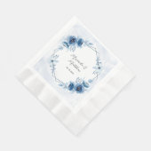Serviette En Papier Bleu poussiéreux et Mariage floral marine (Coin)