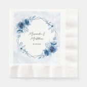 Serviette En Papier Bleu poussiéreux et Mariage floral marine (Devant)
