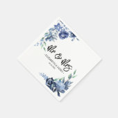 Serviette En Papier Bleu Poussiéreux Fleurs de Marine Mariage M. & Mme (Coin)