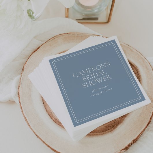 Serviette En Papier Bleu Poussiéreux | Mariage Classique