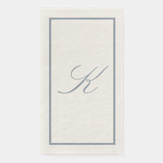 Serviette En Papier Bleu Poussiéreux Monogramme Initial Mariage Enterr (Devant)