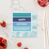 Serviette En Papier Bleu rayé Joyeux Anniversaire (En situation)