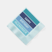 Serviette En Papier Bleu rayé Joyeux Anniversaire (Coin)