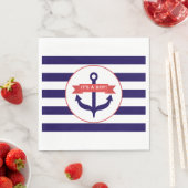 Serviette En Papier Bleu rayures + Baby shower Ancre garçon (En situation)