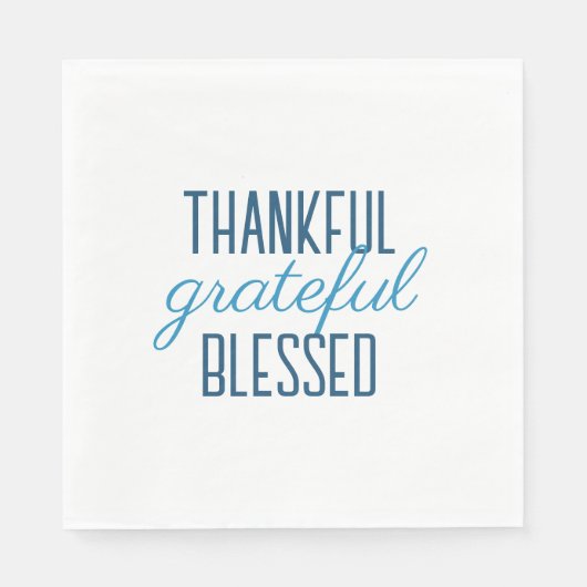 Serviette En Papier Bleu Reconnaissant Grateful Bénie (Devant)