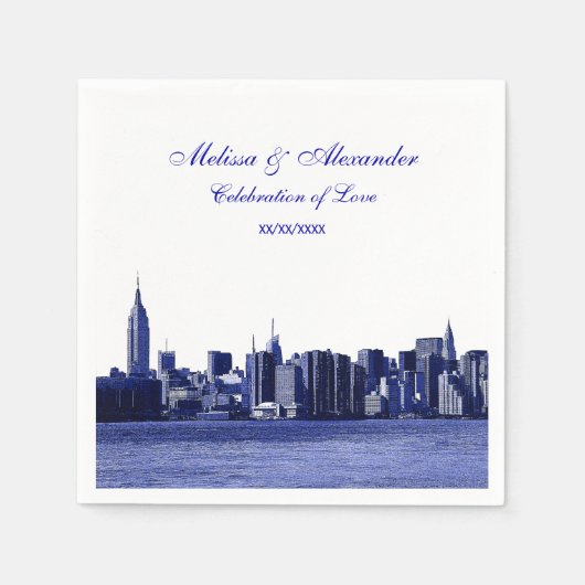 Serviette En Papier Bleu Regarder NYC Skyline Silhouette, ESB #1 (Devant)