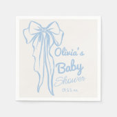 Serviette En Papier Bleu Rétro Main Écrite Bow Tirée Bébé Garçon Douch (Devant)