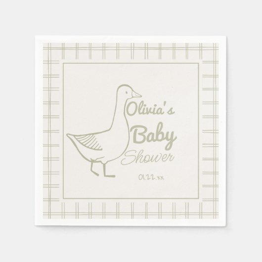 Serviette En Papier Bleu Rétro Silly Goose Main Tirée Baby Boy Douche (Devant)