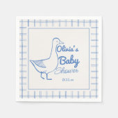 Serviette En Papier Bleu Rétro Silly Goose Main Tirée Baby Boy Douche (Devant)