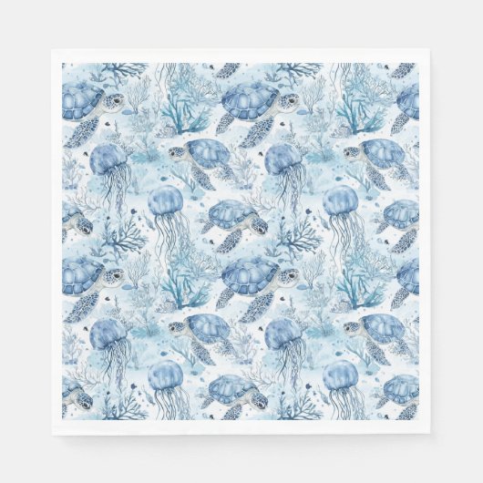 Serviette En Papier Bleu Rêvé sous le Baby shower marin (Devant)