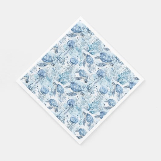 Serviette En Papier Bleu Rêvé sous le Baby shower marin (Coin)