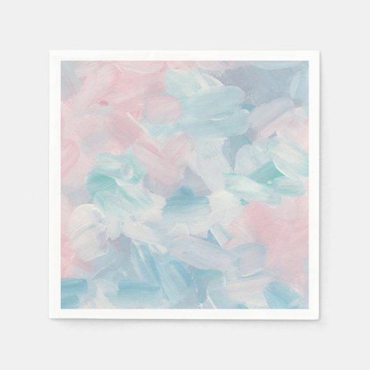 Serviette En Papier Bleu rose abstrait pinceau art. Pastel doux (Devant)