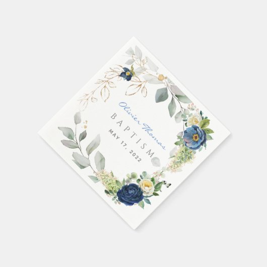 Serviette En Papier Bleu Rose Baptême garçon serviettes (Coin)