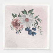 Serviette En Papier bleu rose blanc vert fleuri mariage (Devant)